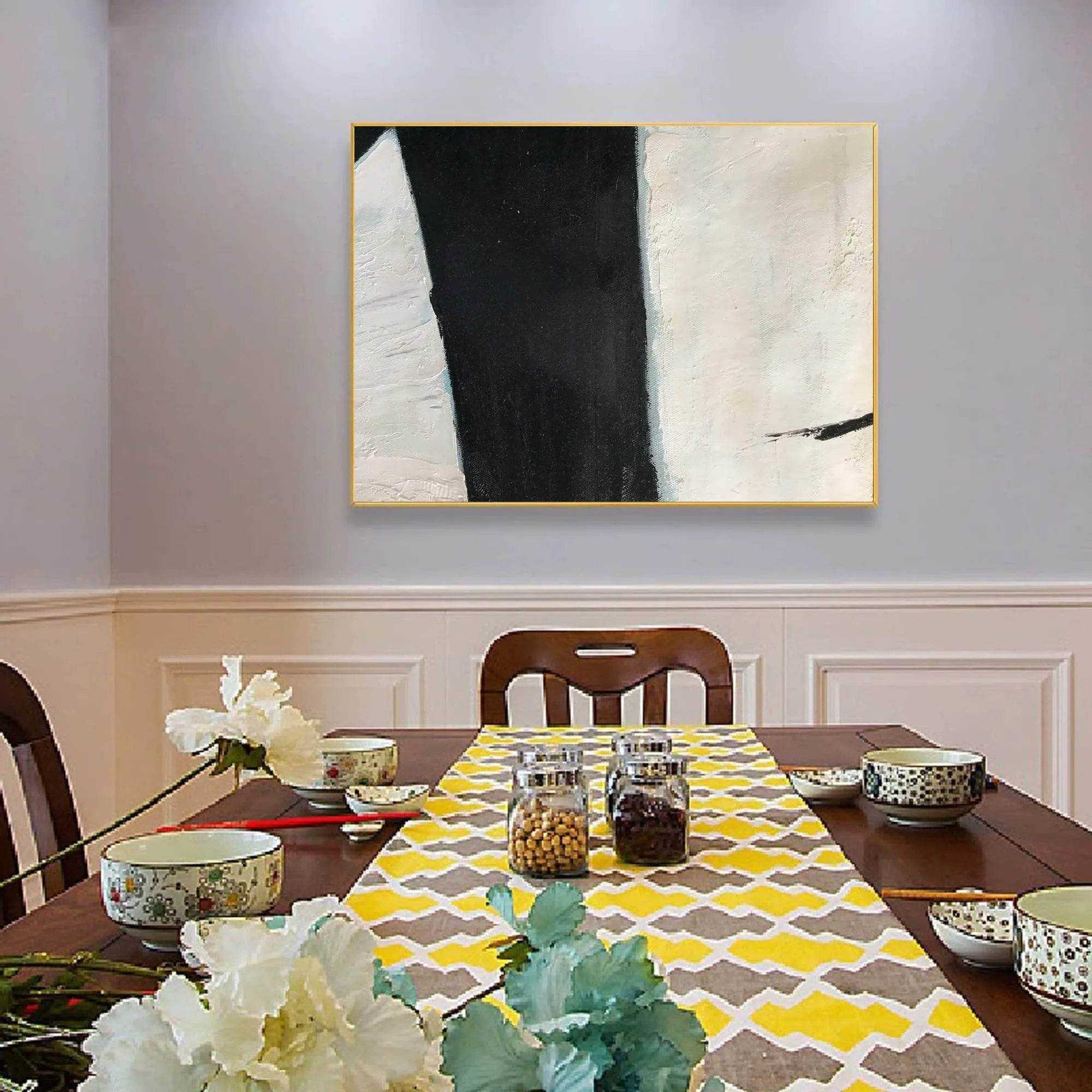 Black And White Abstract Painting Minimalist Painting Yp028
