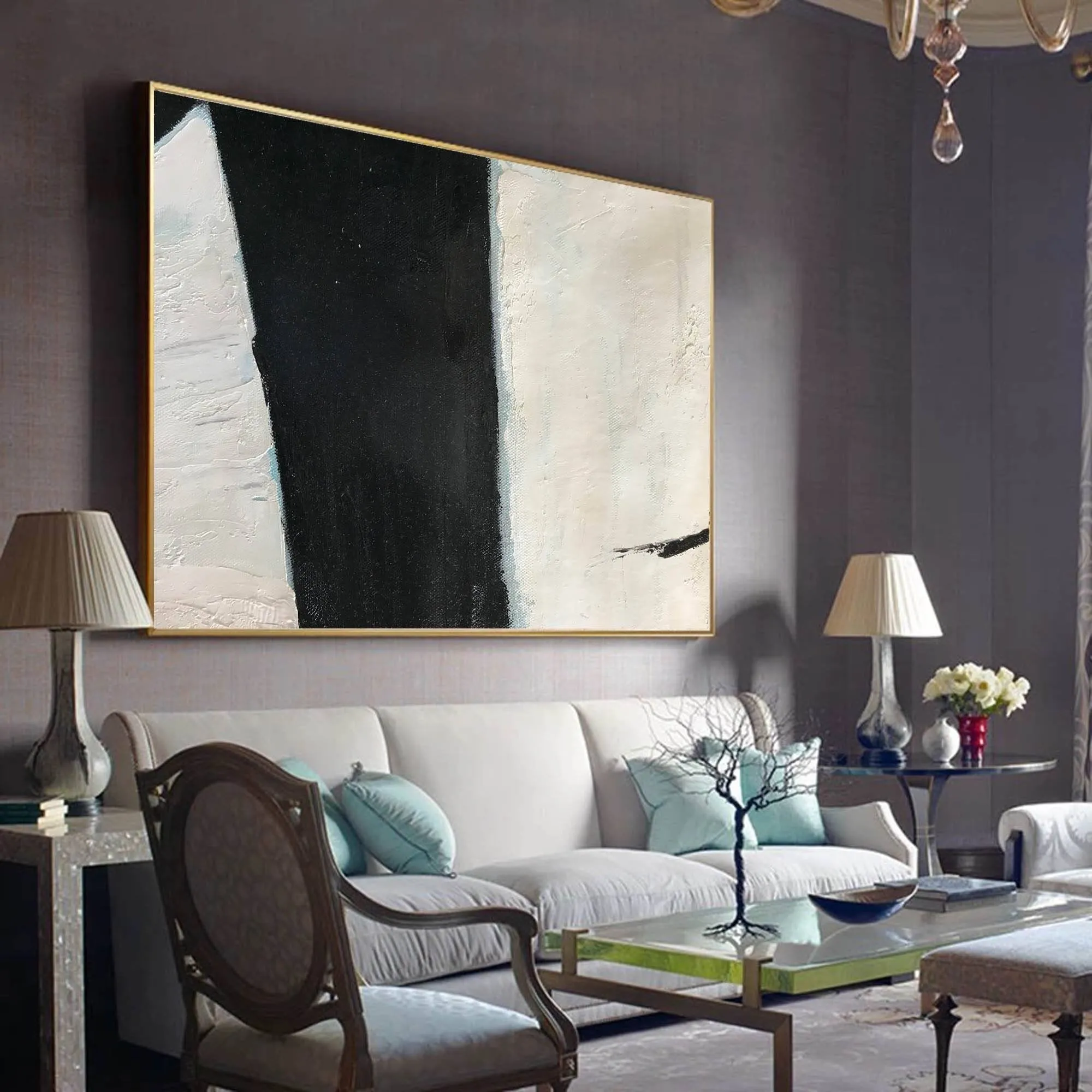 Black And White Abstract Painting Minimalist Painting Yp028