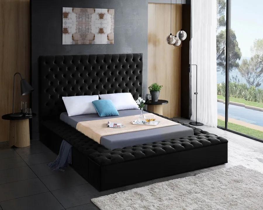 Black Velvet Storage Bed - IF-5793