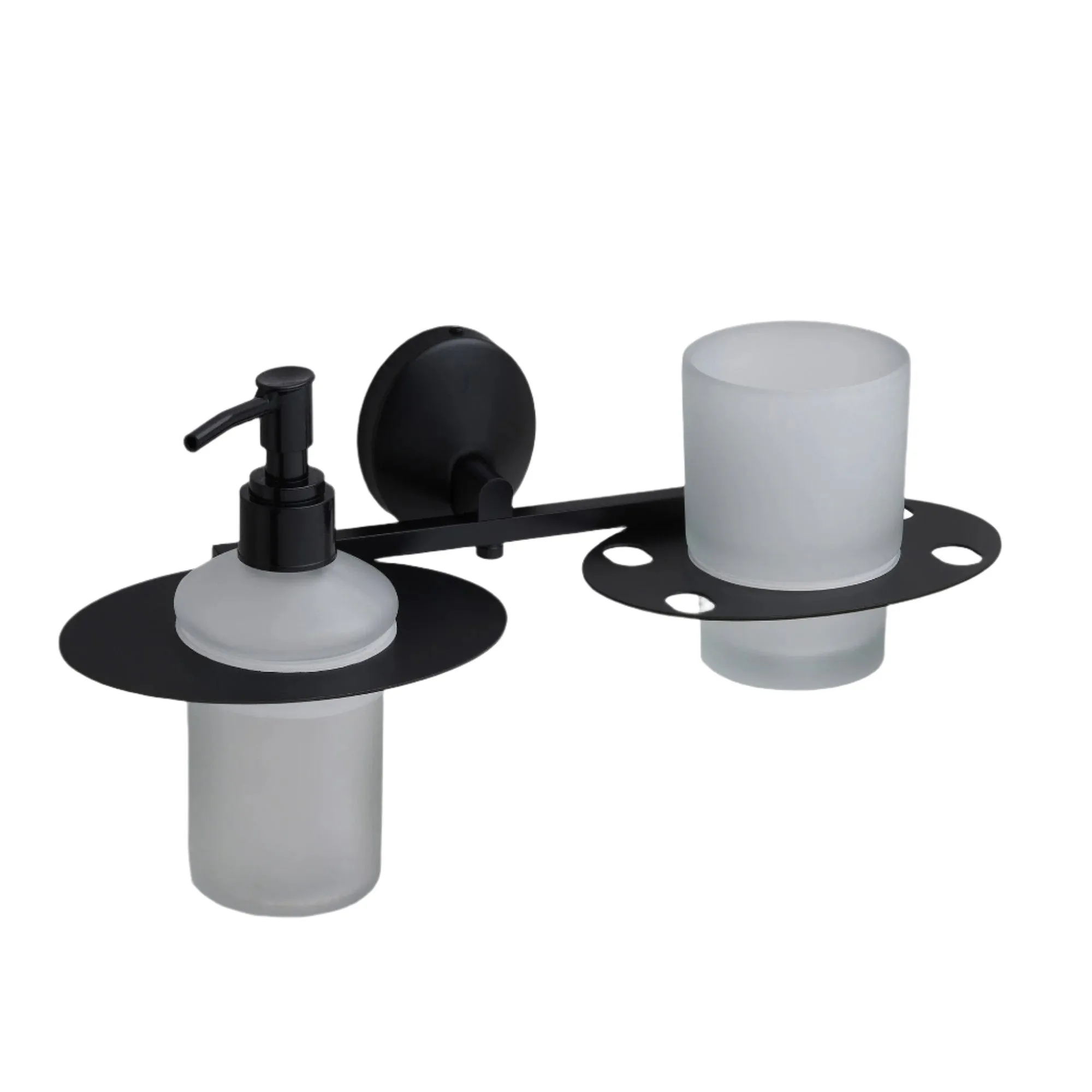 Brixlee Wall Mounted Soap Dispenser and Glass Holder