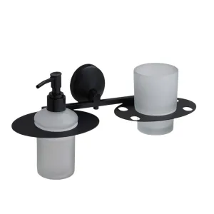 Brixlee Wall Mounted Soap Dispenser and Glass Holder