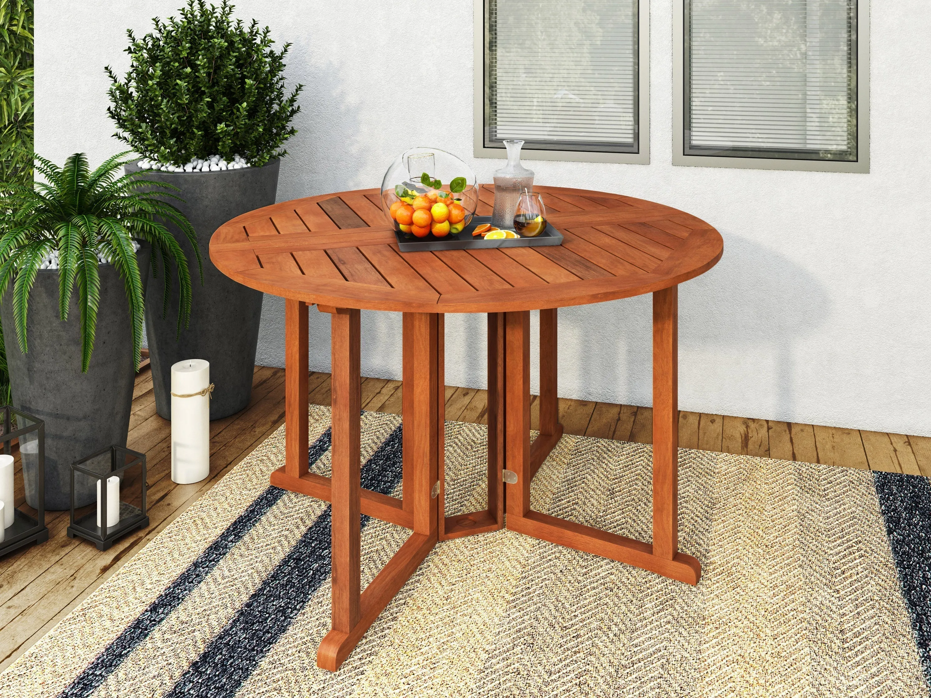 Brown Outdoor Drop Leaf Table