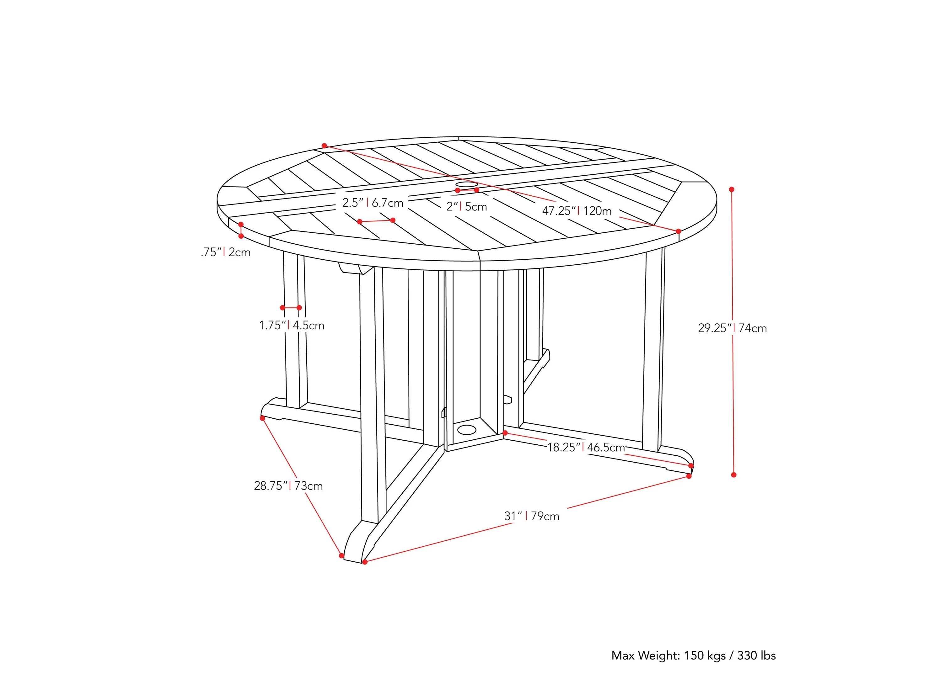 Brown Outdoor Drop Leaf Table