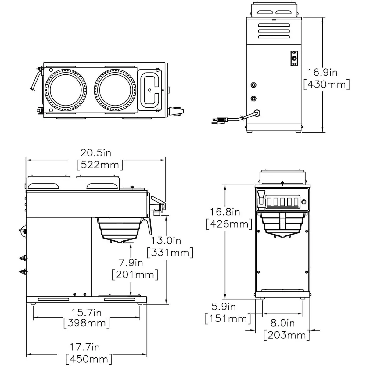 BUNN-O-MATIC 12950.6118 Features and Specifications