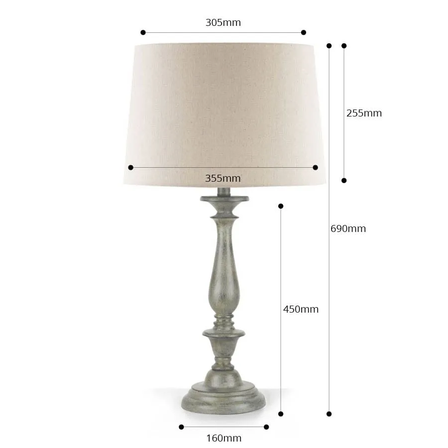 Classic Style Table Lamp Antique Grey 69cm