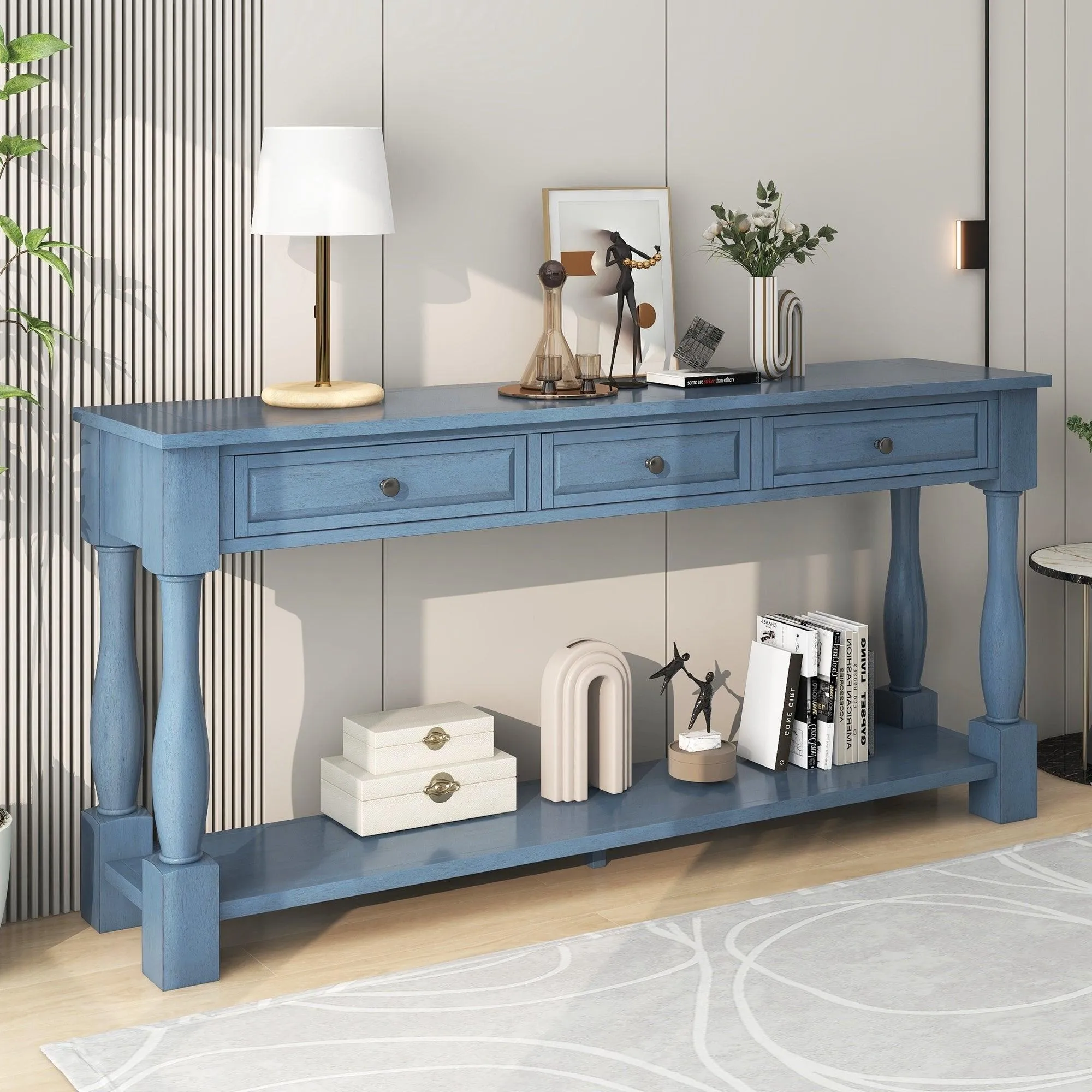 Console Table 63" Long Console Table with Drawers and Shelf for Entryway, Hallway