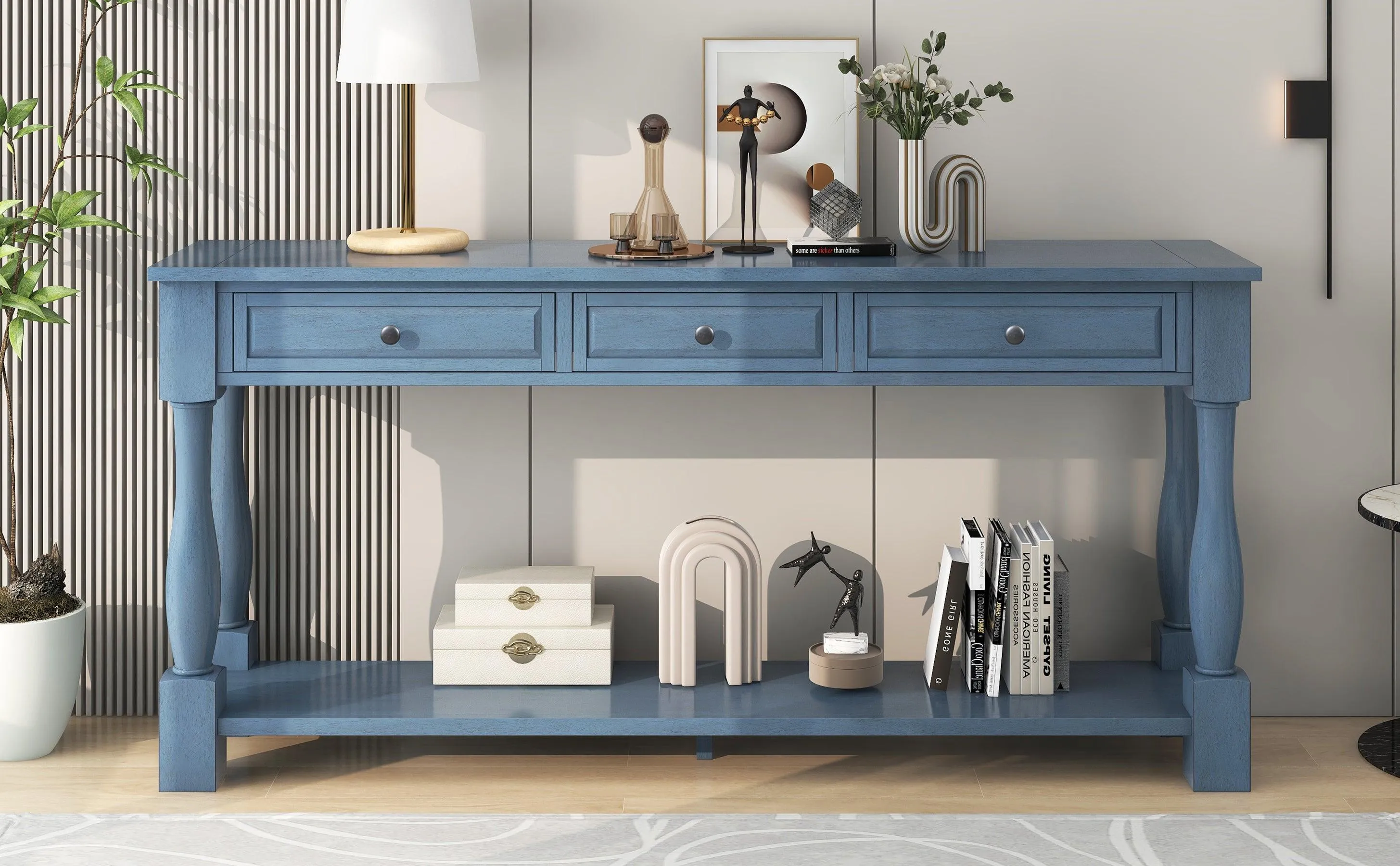 Console Table 63" Long Console Table with Drawers and Shelf for Entryway, Hallway