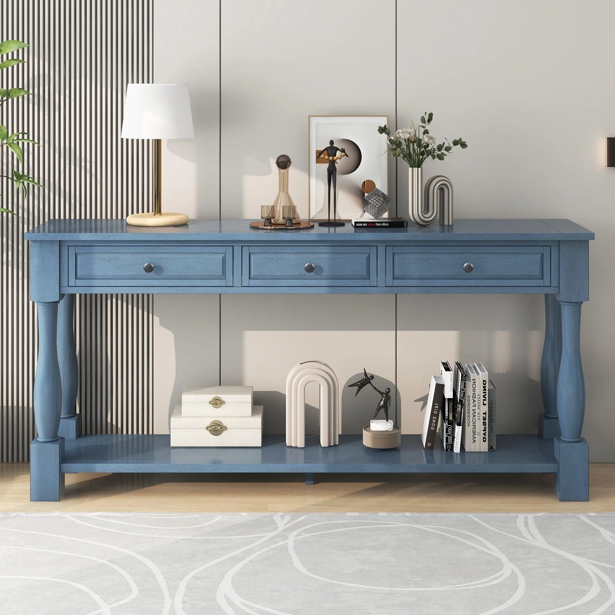 Console Table 63" Long Console Table with Drawers and Shelf for Entryway, Hallway