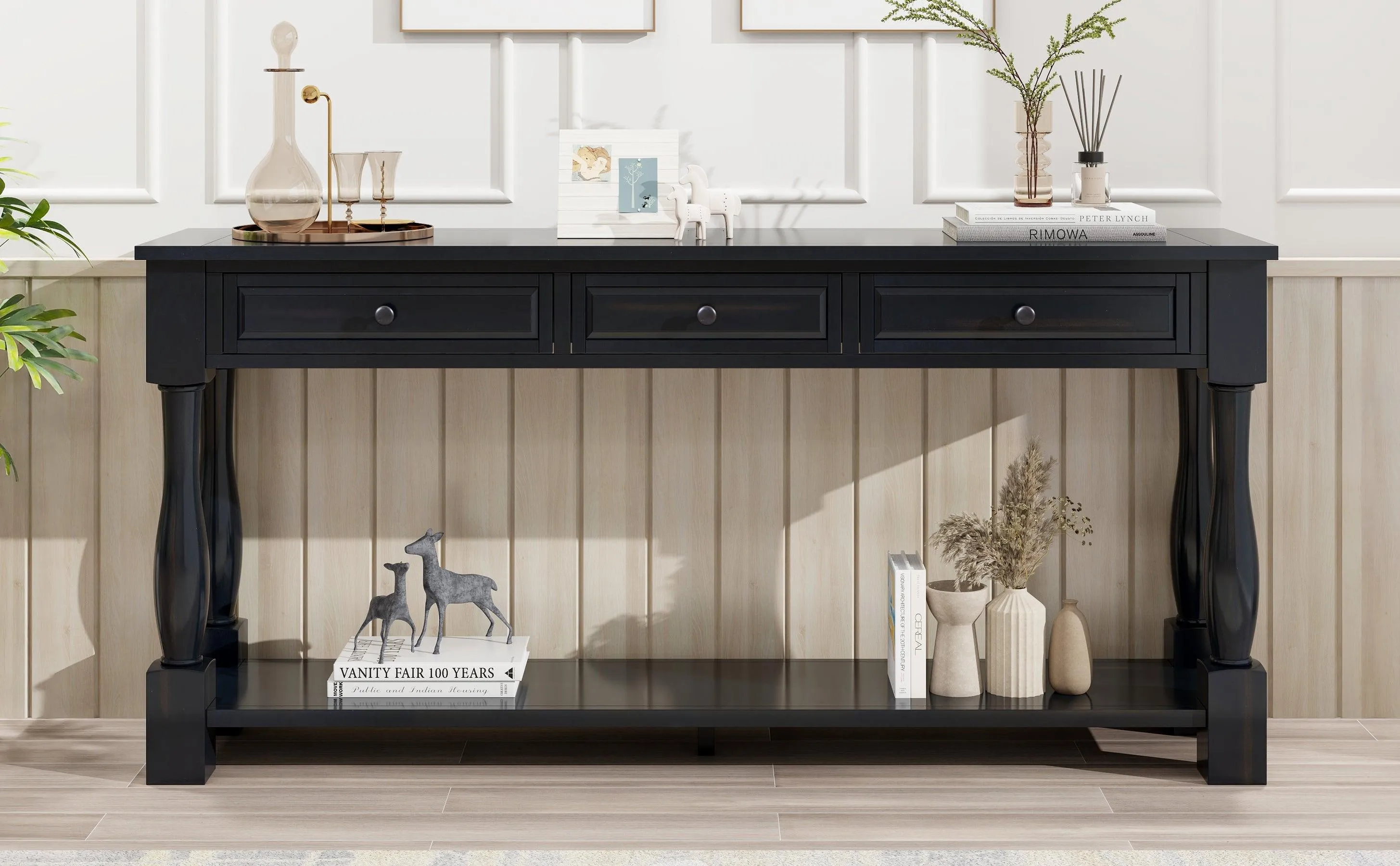 Console Table 63" Long Console Table with Drawers and Shelf for Entryway, Living Room