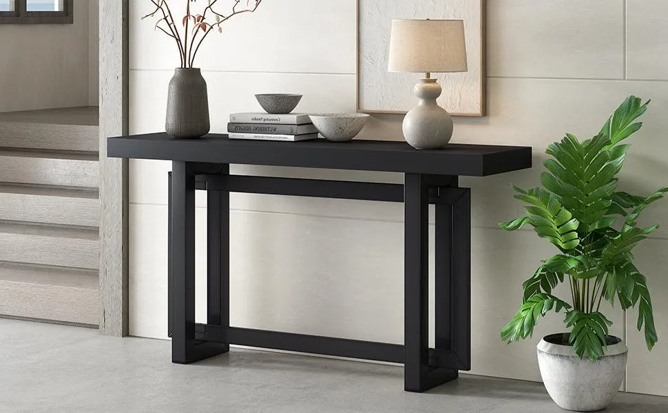 Contemporary Console Table with Wood Top, Extra Long Entryway Table for Entryway, Hallway, Living Room, Foyer, Corridor