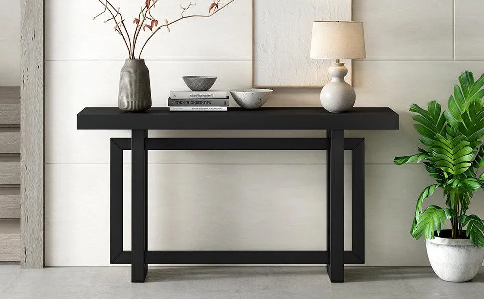Contemporary Console Table with Wood Top, Extra Long Entryway Table for Entryway, Hallway, Living Room, Foyer, Corridor