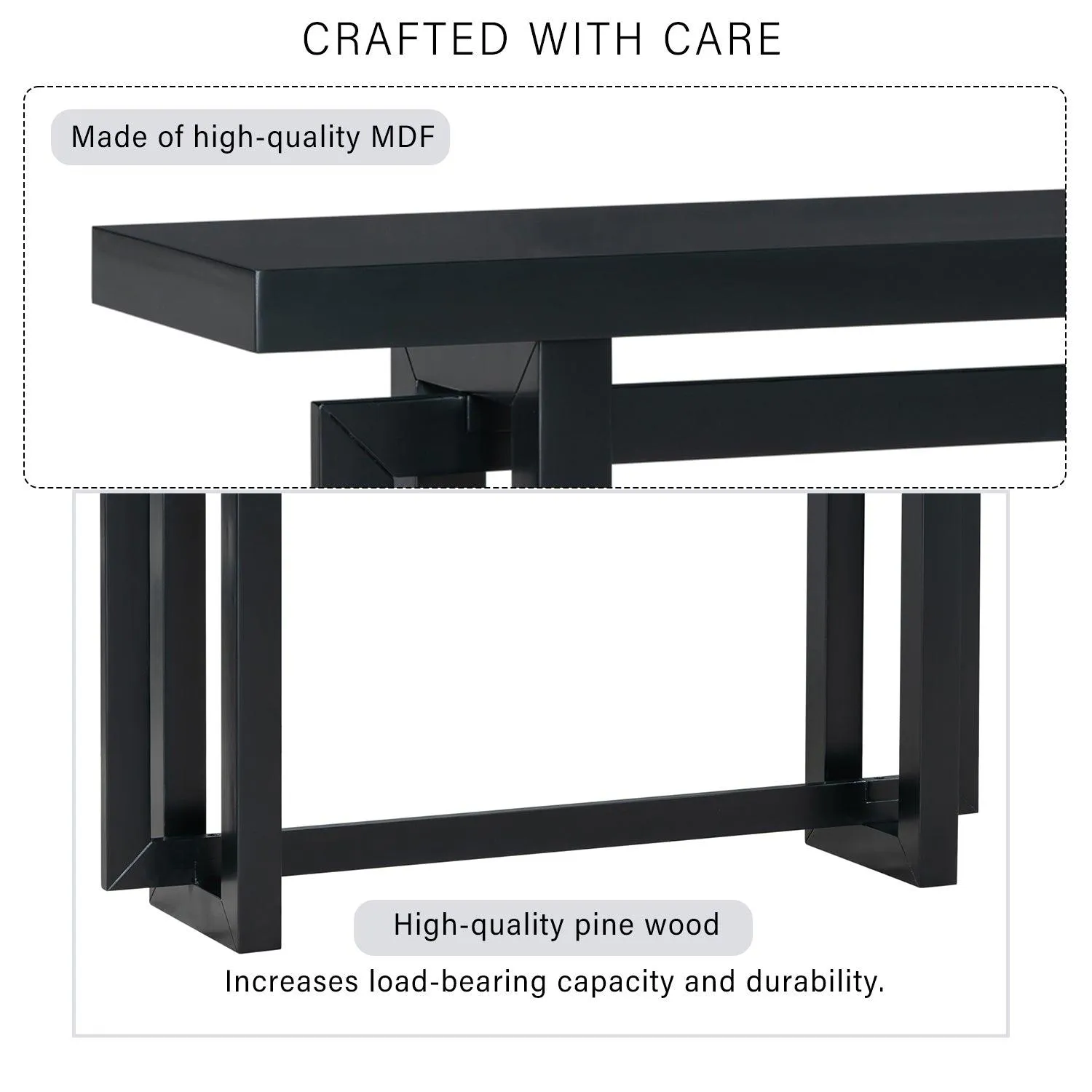 Contemporary Console Table with Wood Top, Extra Long Entryway Table for Entryway, Hallway, Living Room, Foyer, Corridor