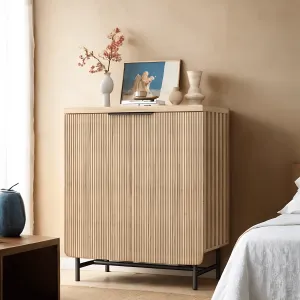 cozy WESOME 30" Black Nightstand Fluted Door Accent Cabinet