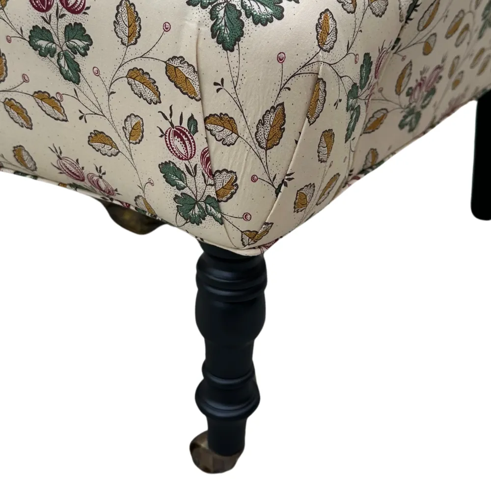 Custom Bog Chair in Décors Barbares Le Groseilles Purple & Green Fabric