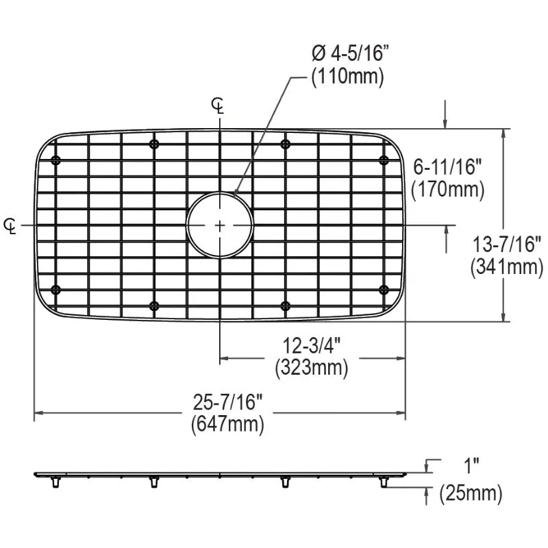Dayton Sink Grid (13.38" x 25.44" x 1")