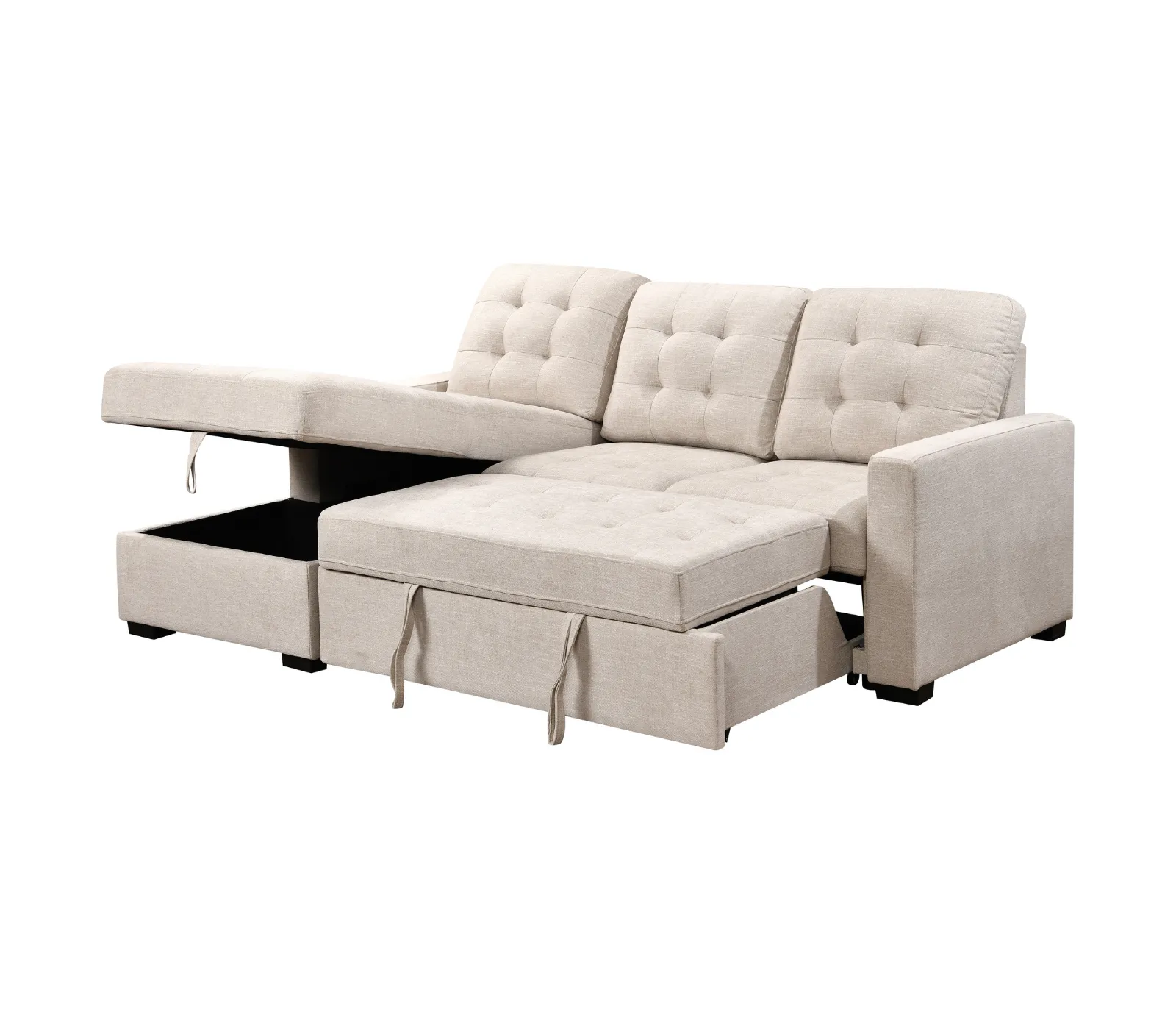Della 2 Piece Sectional w/ Pull-Out Sleeper - Beige Fabric