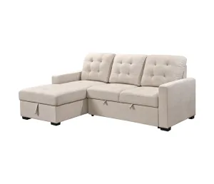 Della 2 Piece Sectional w/ Pull-Out Sleeper - Beige Fabric