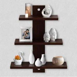 Delta S2 Home Decor Wall Shelf Racks, Set of 3, Wenge