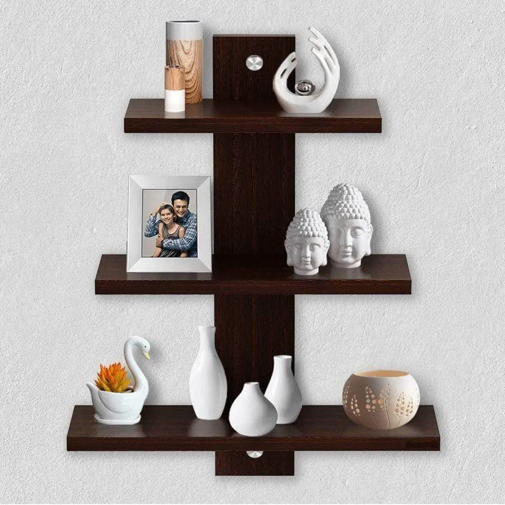 Delta S2 Home Decor Wall Shelf Racks, Set of 3, Wenge