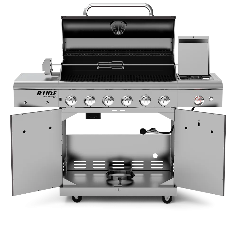 Deluxe 6-Burner Propane Gas Grill with Searing Side Burner & Rotisserie Kit