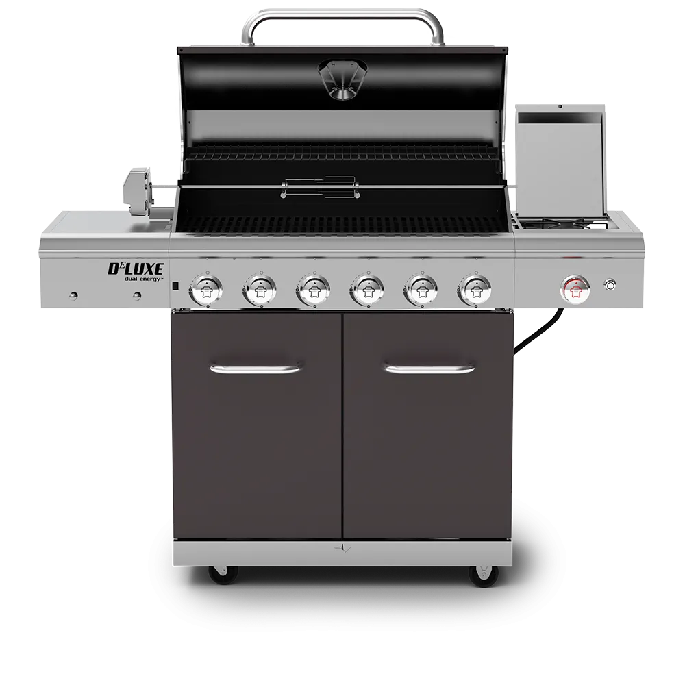 Deluxe 6-Burner Propane Gas Grill with Searing Side Burner & Rotisserie Kit
