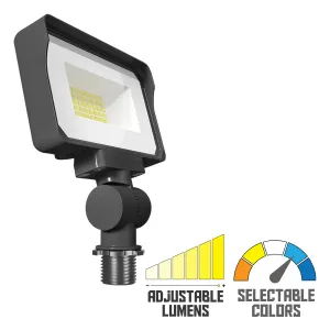 Dusk To Dawn LED Flood Light, 10/13/16W, 2500 Lumens, 30K/40K/50K, 120-277V, Knuckle Mount