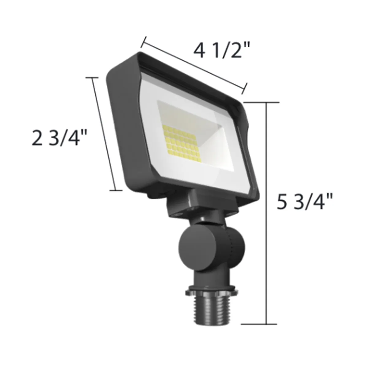 Dusk To Dawn LED Flood Light, 10/13/16W, 2500 Lumens, 30K/40K/50K, 120-277V, Knuckle Mount
