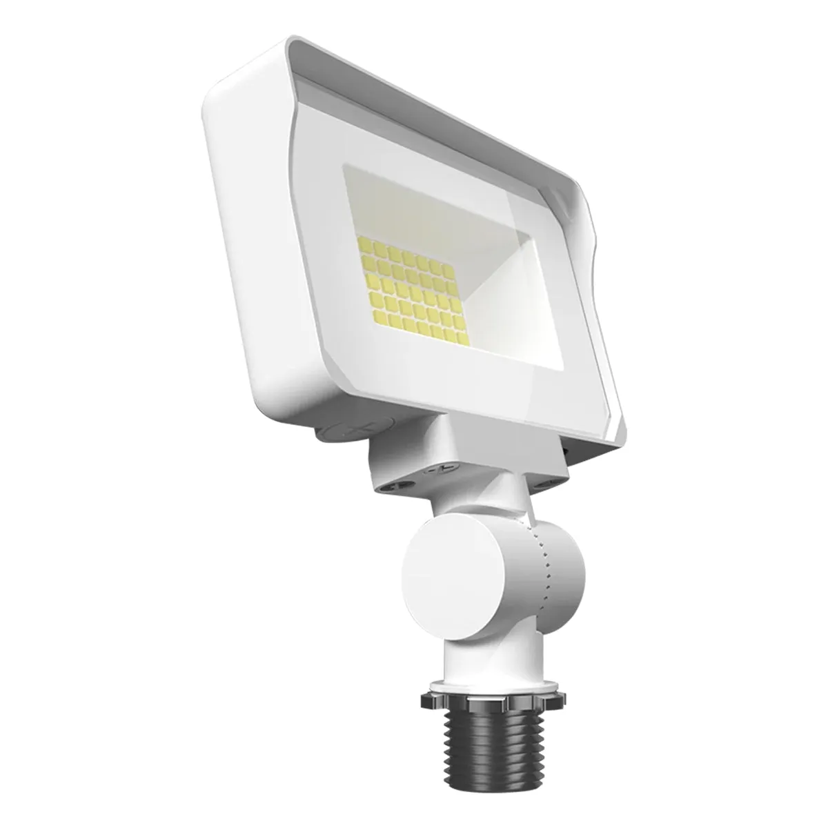 Dusk To Dawn LED Flood Light, 10/13/16W, 30K/40K/50K, 120-277V, Knuckle Mount, White