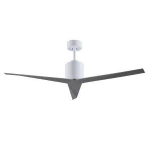 Eliza 56" Modern Ceiling Fan with Remote Control, Gloss White with Brushed Nickel Blades
