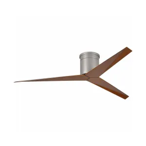 Eliza-H 56" Flush Mount Ceiling Fan with Remote Control, Brushed Nickel with Walnut Blades
