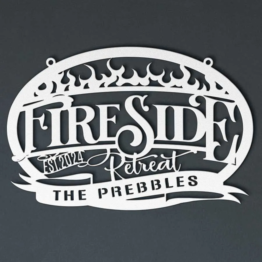 Fire Pit Metal Sign- Personalized Fireside Retreat