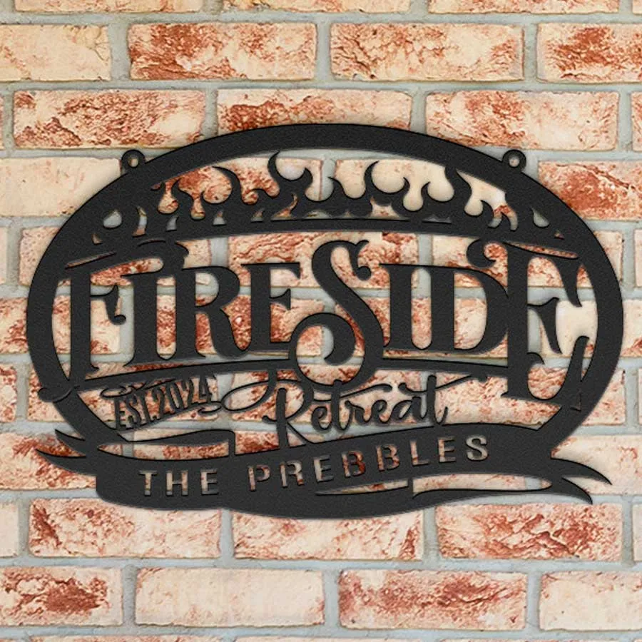 Fire Pit Metal Sign- Personalized Fireside Retreat