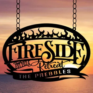 Fire Pit Metal Sign- Personalized Fireside Retreat