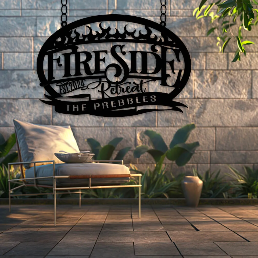 Fire Pit Metal Sign- Personalized Fireside Retreat
