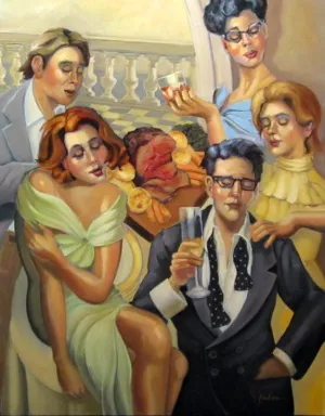 HOST, TOAST, ROAST by Marie Fischer - Celebration Figurative Painting