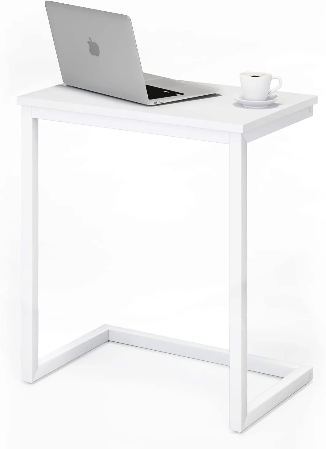 INDIAN DECOR 49101 Sofa C Side End Table Couch Table Coffee Tray Snack Side Table Notebook Laptop Holder Over Bed Stand Reading Desk 22x14x27 Inch Space Saving for Living Room - White