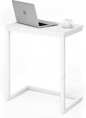 INDIAN DECOR 49101 Sofa C Side End Table Couch Table Coffee Tray Snack Side Table Notebook Laptop Holder Over Bed Stand Reading Desk 22x14x27 Inch Space Saving for Living Room - White