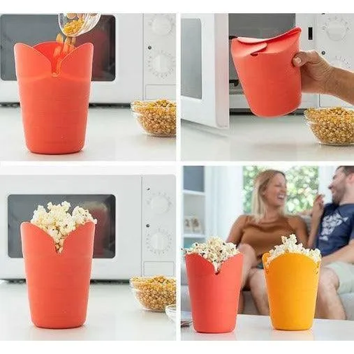InnovaGoods Popbox Folding Popcorn Makers x 2  - Yellow & Orange | 816674