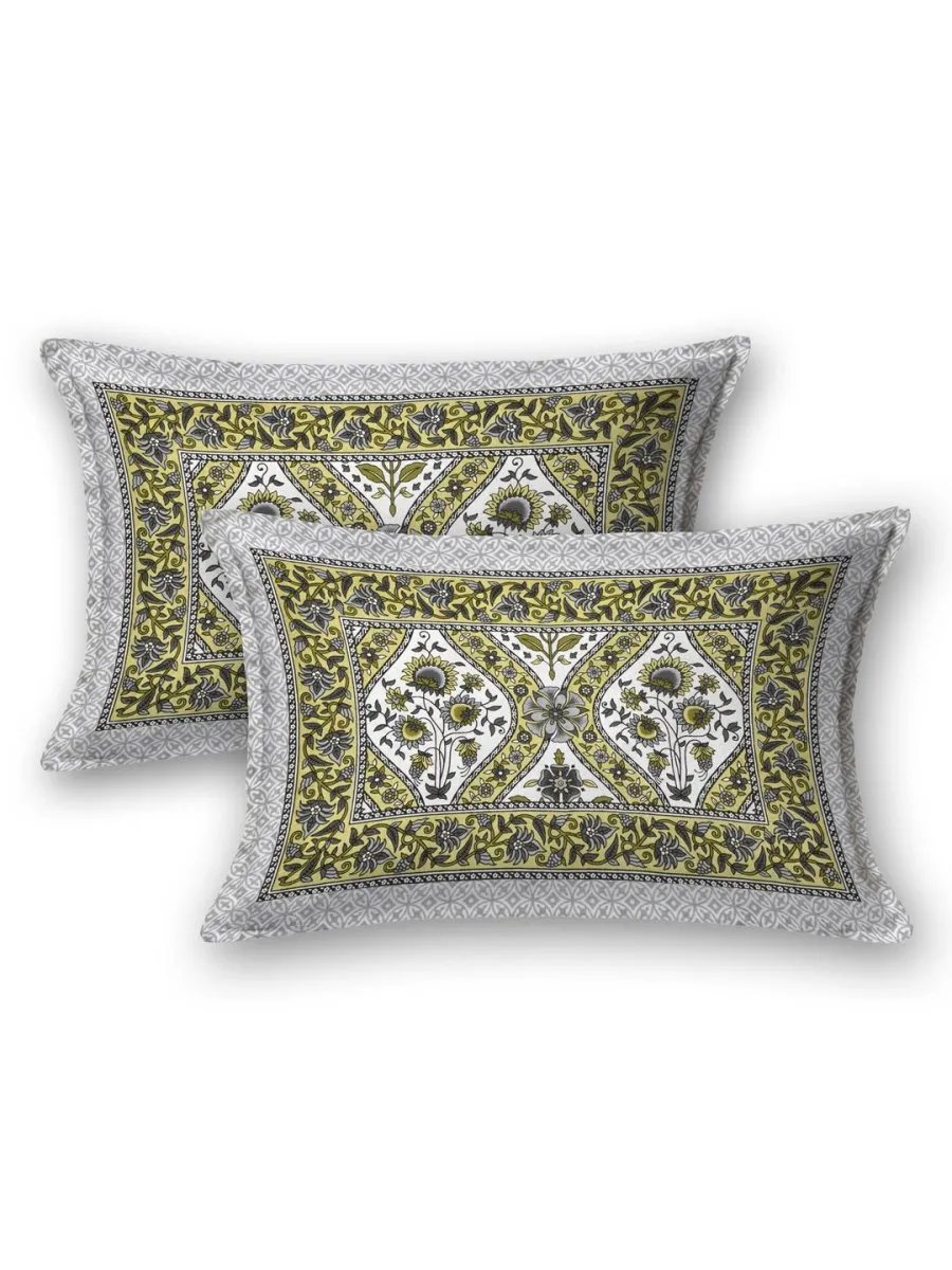 Jaipuri Hand Printed Queen Size Cotton Bedding Set -630