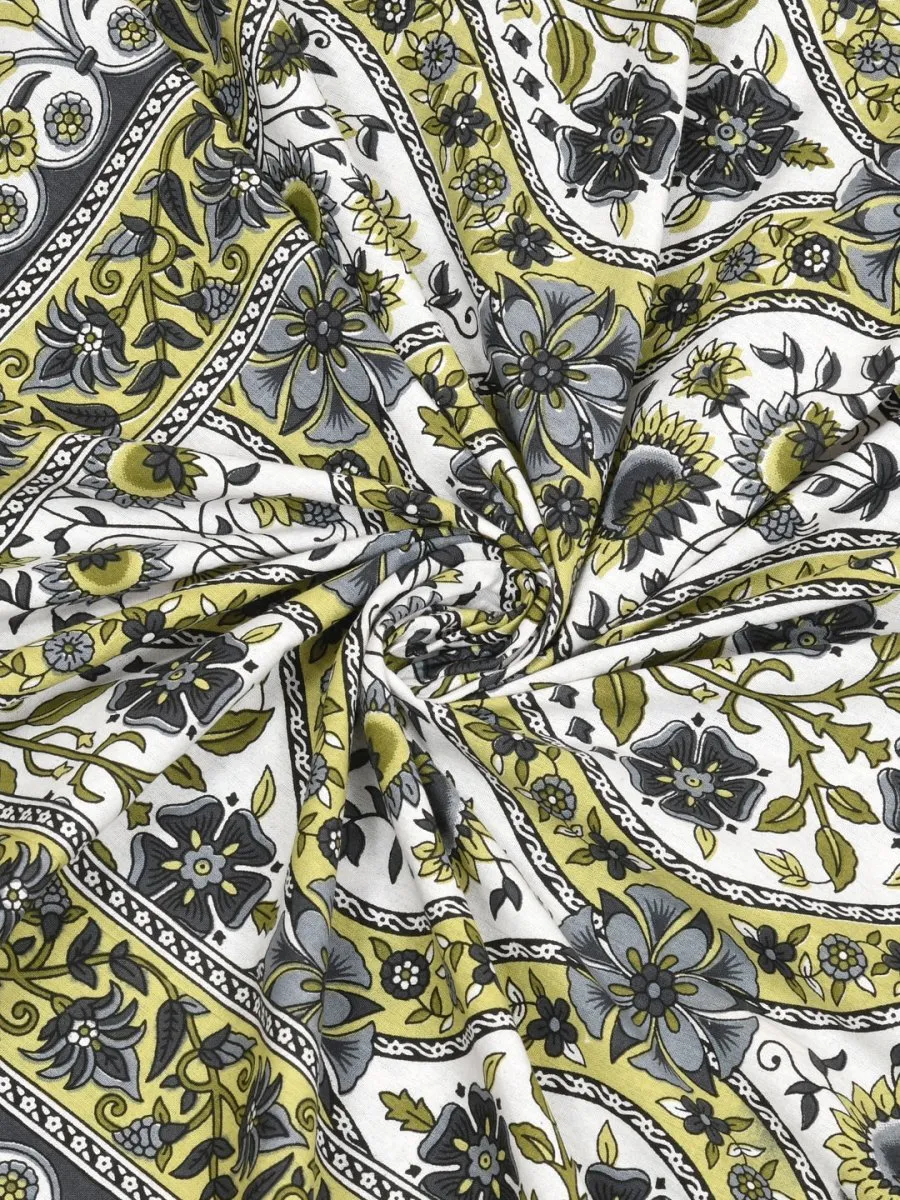 Jaipuri Hand Printed Queen Size Cotton Bedding Set -630
