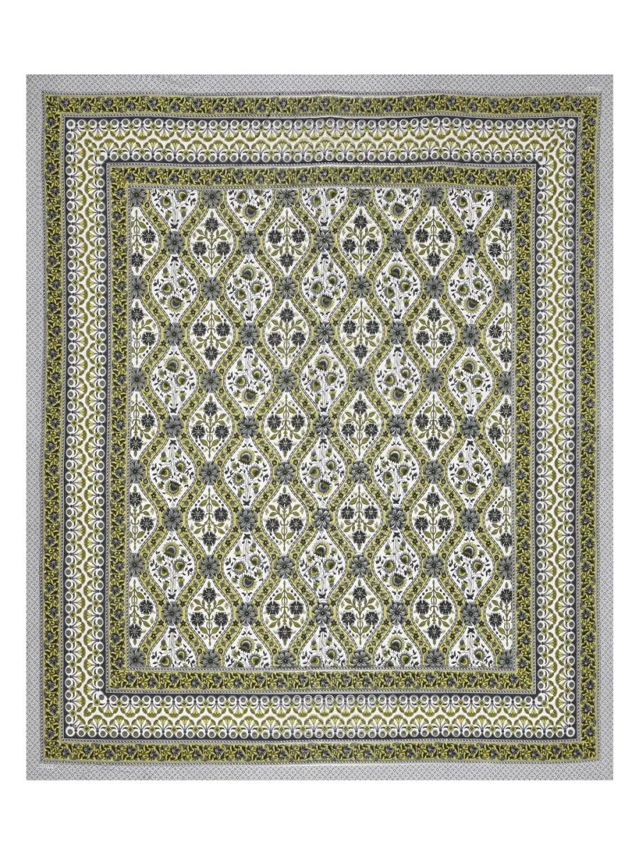 Jaipuri Hand Printed Queen Size Cotton Bedding Set -630