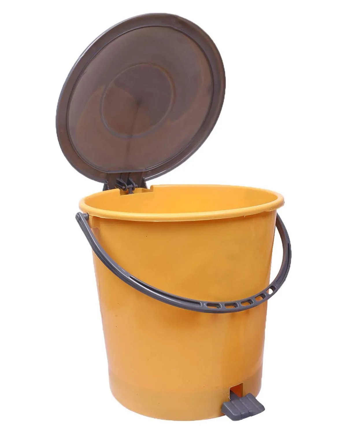 Kuber Industries Pack of 2 Step-On Pedal Dustbin|Multipurpose Dust Bin|Plastic Dustbin For Kitchen, Bedroom, Office|Garbage bin|Waste bin|5 Liters (Cream & Brown)