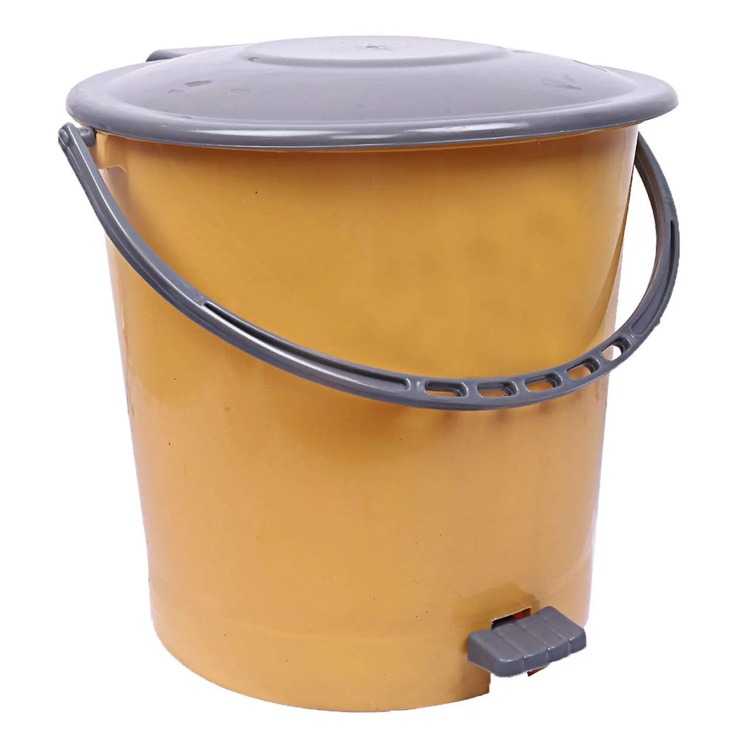 Kuber Industries Pack of 2 Step-On Pedal Dustbin|Multipurpose Dust Bin|Plastic Dustbin For Kitchen, Bedroom, Office|Garbage bin|Waste bin|5 Liters (Cream & Brown)