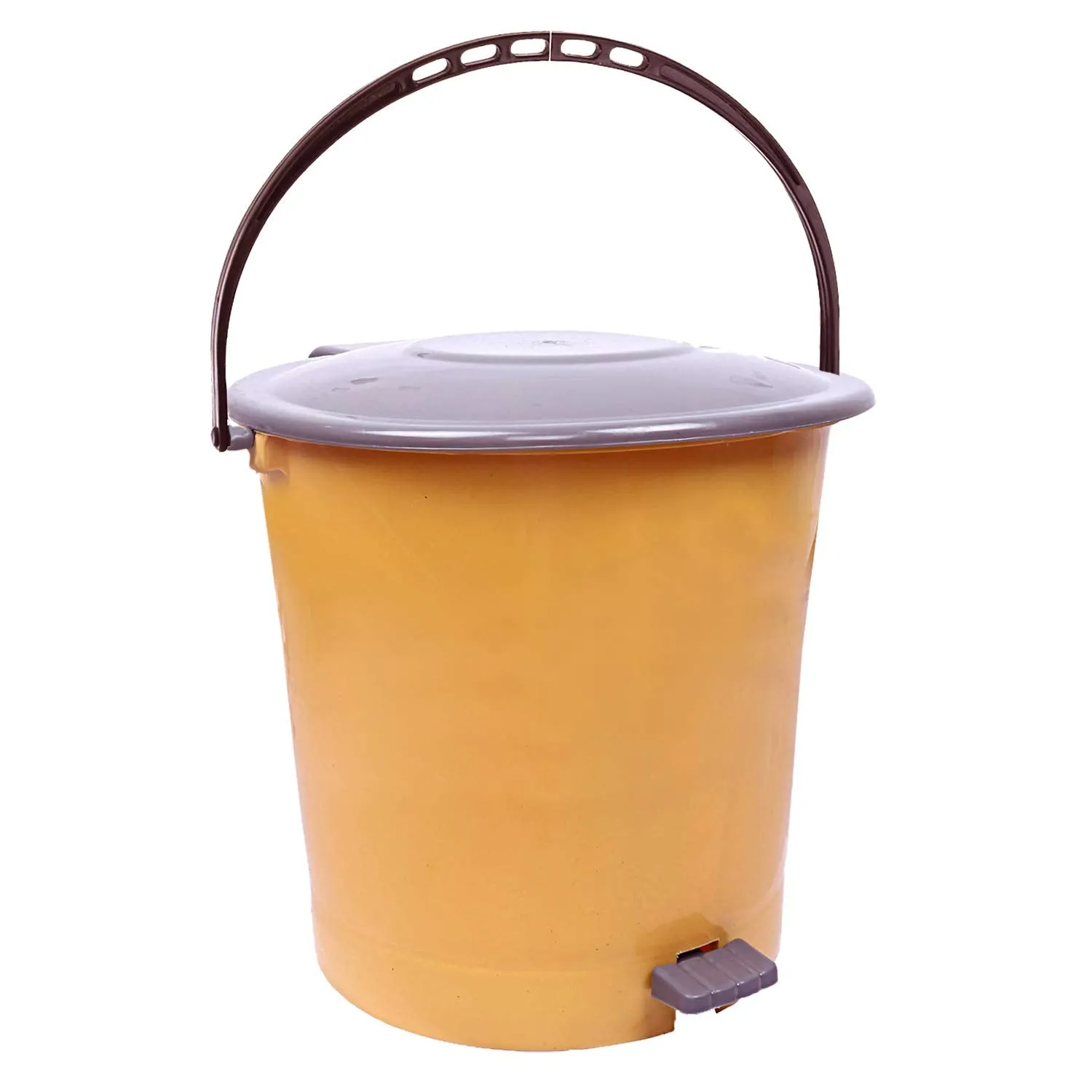 Kuber Industries Pack of 2 Step-On Pedal Dustbin|Multipurpose Dust Bin|Plastic Dustbin For Kitchen, Bedroom, Office|Garbage bin|Waste bin|5 Liters (Cream & Brown)