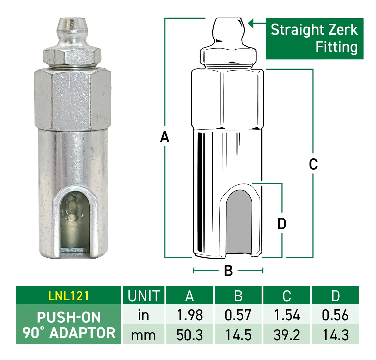 LockNLube Push-on 90° Grease Coupler Adapter