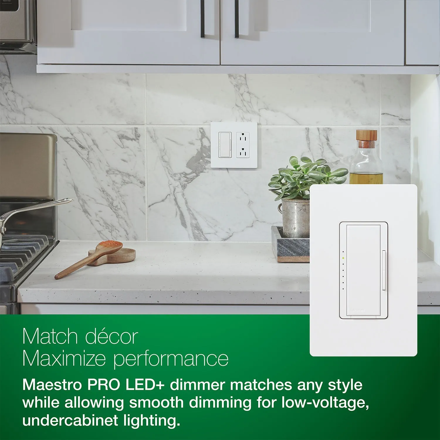 Maestro PRO LED  Tap Dimmer Switch, 250W LED, 500W ELV, Single Pole or Multi-Location, White