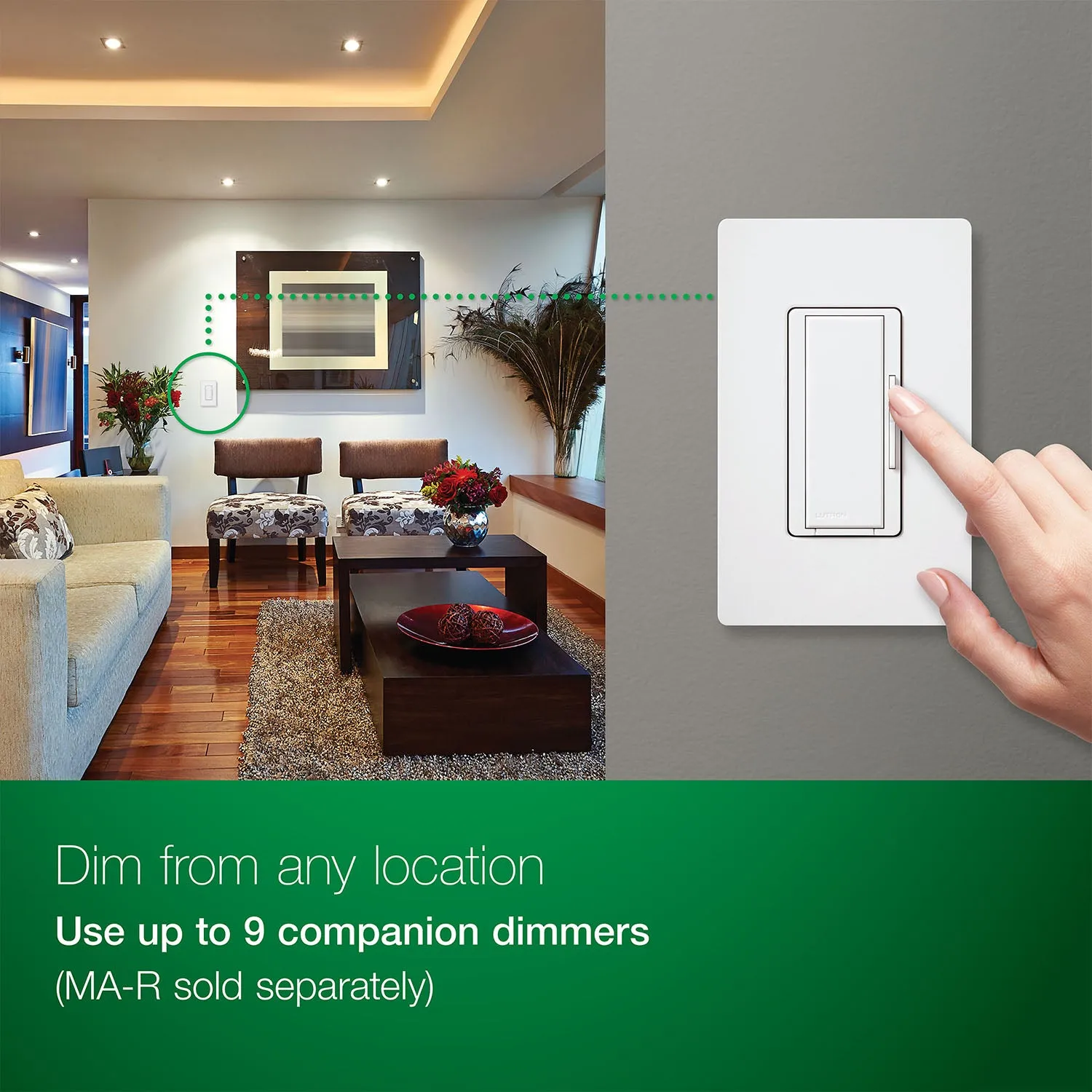 Maestro PRO LED  Tap Dimmer Switch, 250W LED, 500W ELV, Single Pole or Multi-Location, White