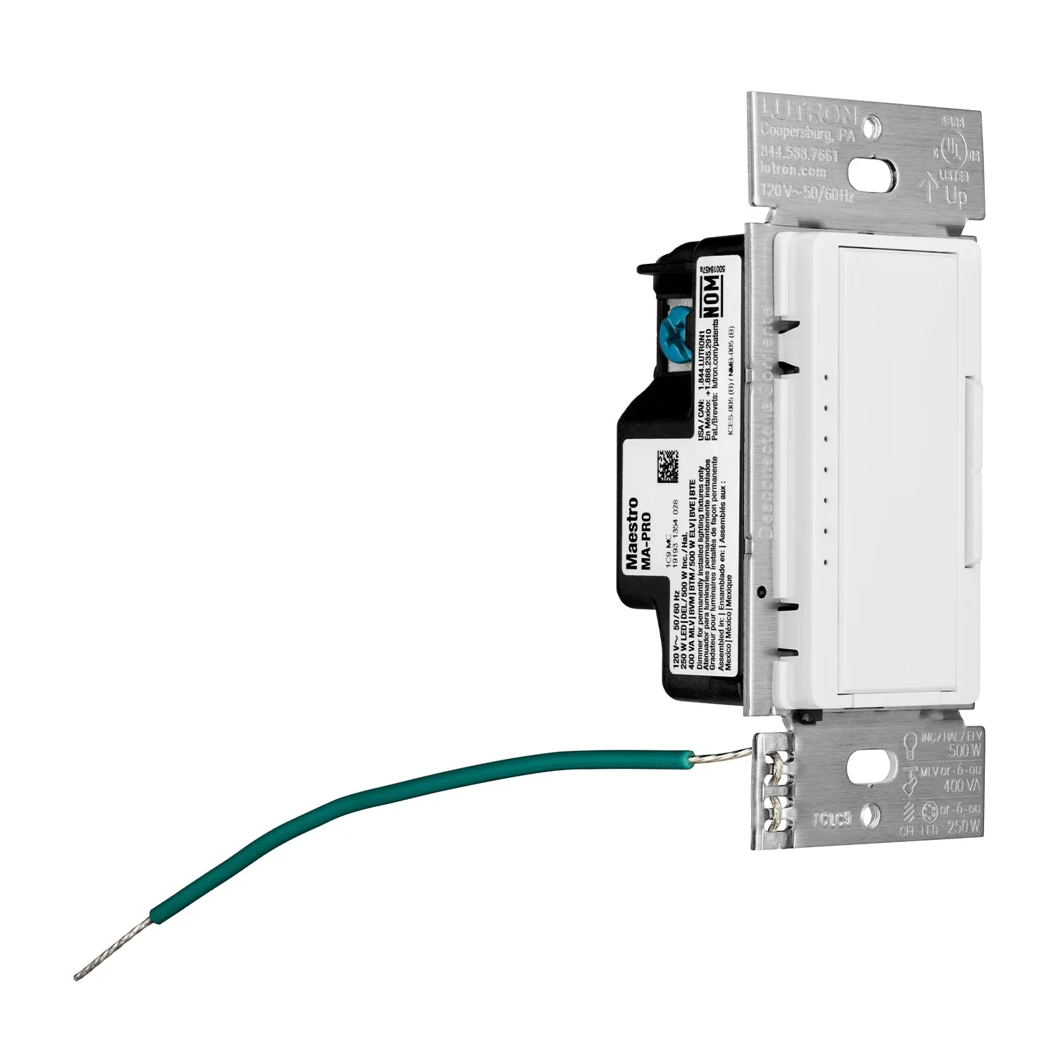 Maestro PRO LED  Tap Dimmer Switch, 250W LED, 500W ELV, Single Pole or Multi-Location, White