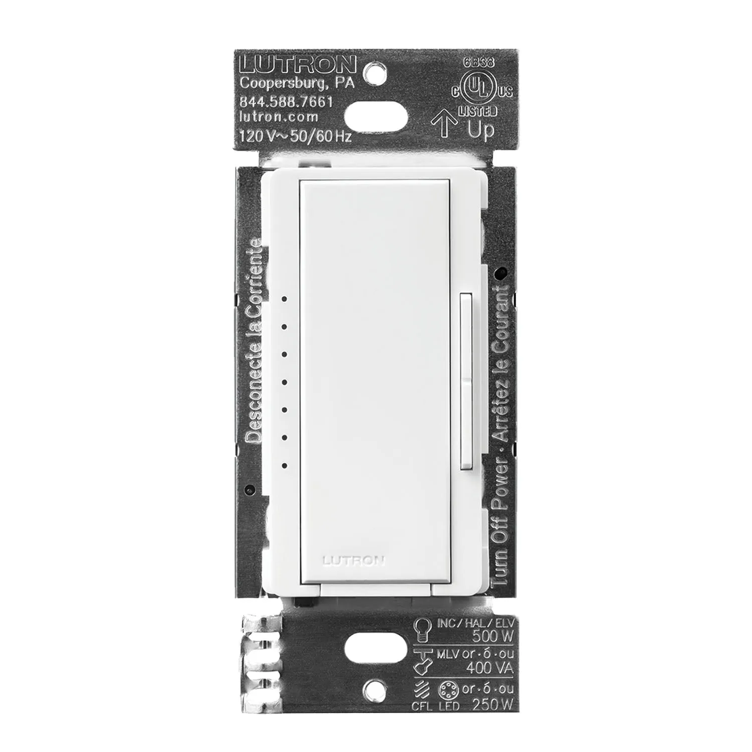 Maestro PRO LED  Tap Dimmer Switch, 250W LED, 500W ELV, Single Pole or Multi-Location, White