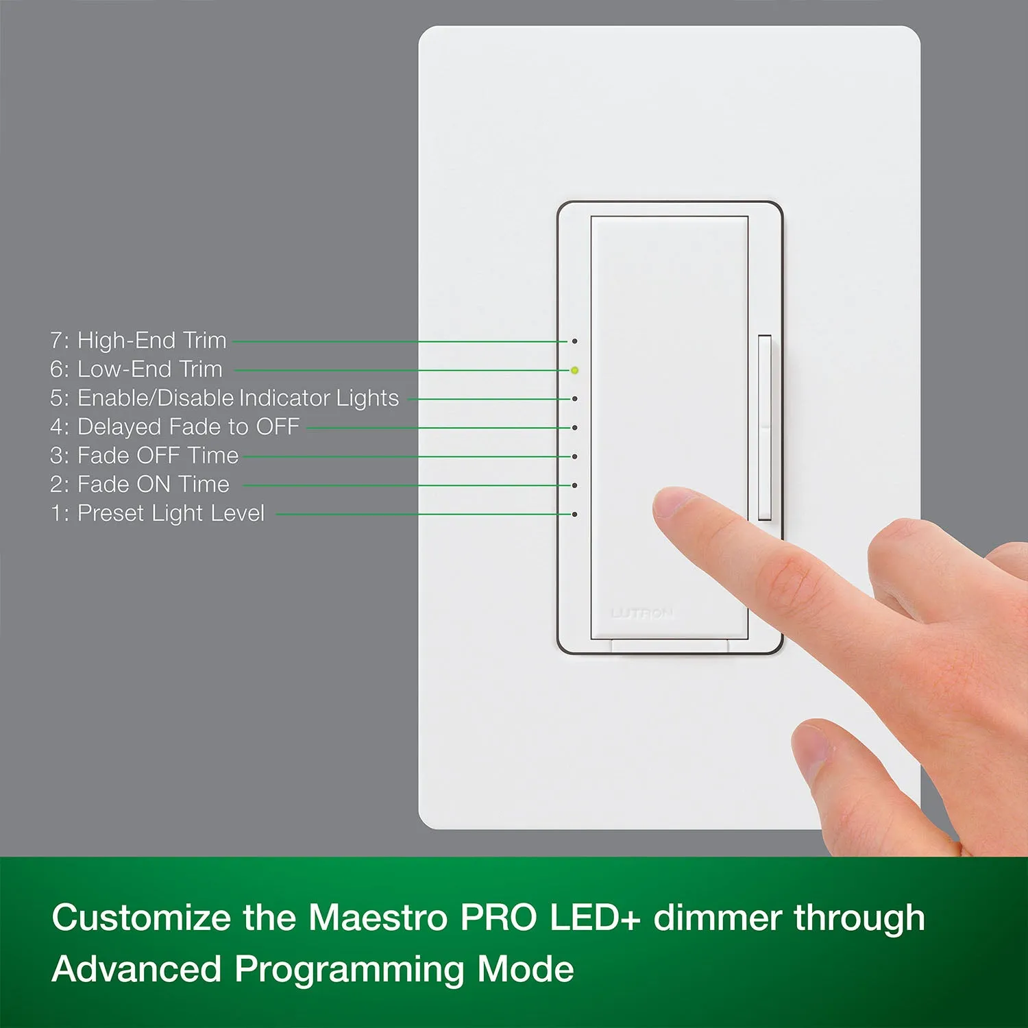 Maestro PRO LED  Tap Dimmer Switch, 250W LED, 500W ELV, Single Pole or Multi-Location, White